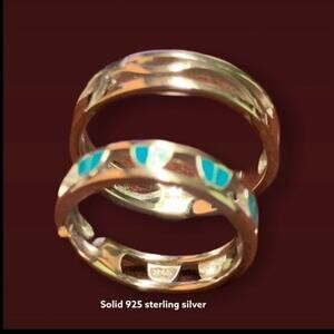 Solid 925 Sterling silver Engagement Ring His and Her adjustable light ring